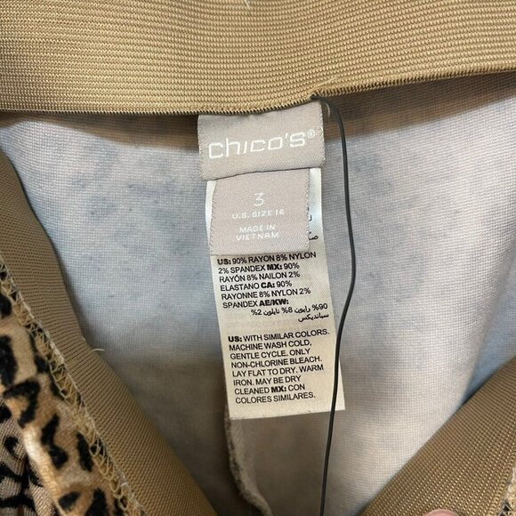 Chicos Crop Pants Sz 3 US 16 Animal Print Cotton Stretch Slimming Elastic - Picture 2 of 6